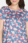 Zivame Dream Daze Knit Poly Knee Length Nightdress - Deep Sea Coral — thumbnail 5